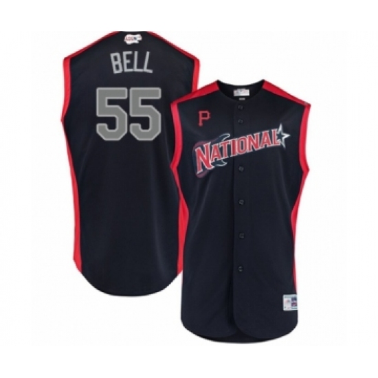 Men's Pittsburgh Pirates 55 Josh Bell Authentic Navy Blue National League 2019 Baseball All-Star Jersey