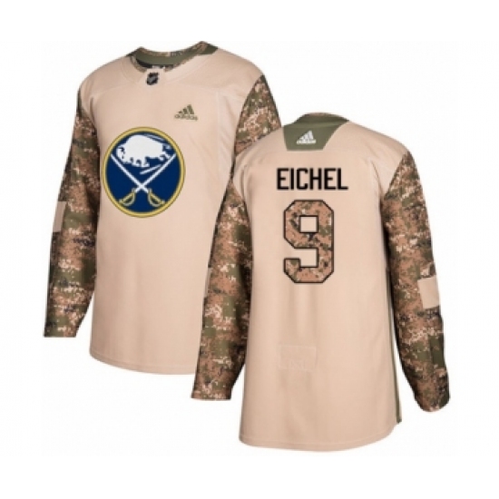 Men's Adidas Buffalo Sabres 9 Jack Eichel Authentic Camo Veterans Day Practice NHL Jersey