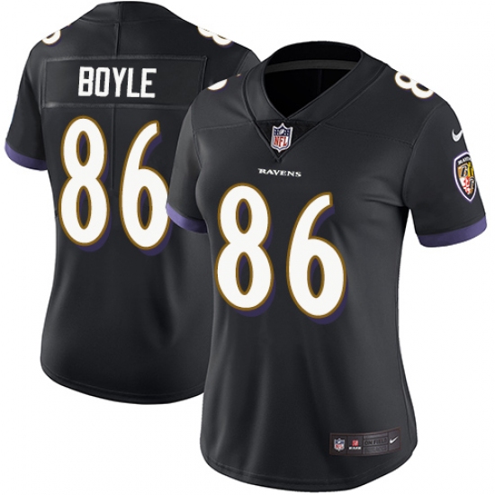 Women's Nike Baltimore Ravens 86 Nick Boyle Black Alternate Vapor Untouchable Limited Player NFL Jersey