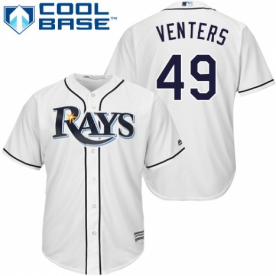 Men's Majestic Tampa Bay Rays 49 Jonny Venters Replica White Home Cool Base MLB Jersey