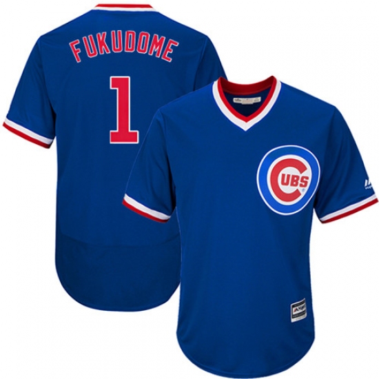 Men's Majestic Chicago Cubs 1 Kosuke Fukudome Royal Blue Flexbase Authentic Collection Cooperstown MLB Jersey