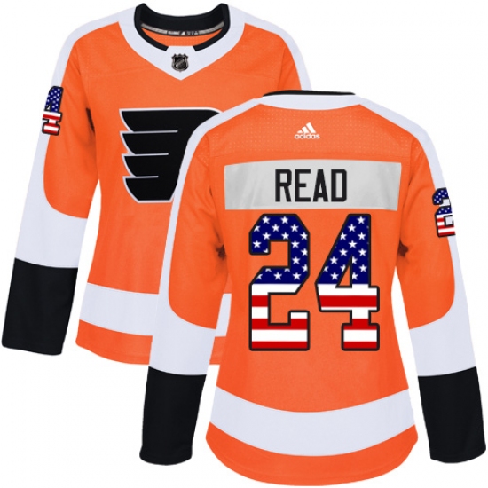 Women's Adidas Philadelphia Flyers 24 Matt Read Authentic Orange USA Flag Fashion NHL Jersey