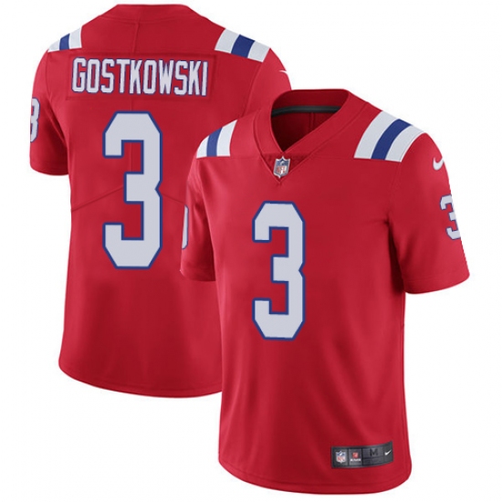 Youth Nike New England Patriots 3 Stephen Gostkowski Red Alternate Vapor Untouchable Limited Player NFL Jersey