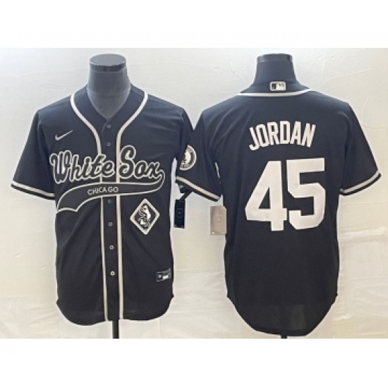 Men's Chicago White Sox 45 Michael Jordan Black Cool Base Stitched Baseball Jersey1