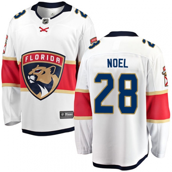 Youth Florida Panthers 28 Serron Noel Authentic White Away Fanatics Branded Breakaway NHL Jersey