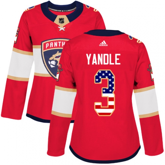 Women's Adidas Florida Panthers 3 Keith Yandle Authentic Red USA Flag Fashion NHL Jersey