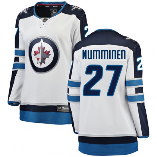 Women's Winnipeg Jets 27 Teppo Numminen Fanatics Branded White Away Breakaway NHL Jersey