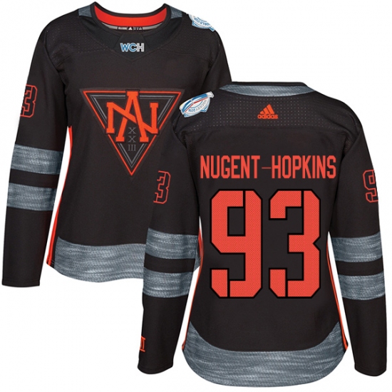 Women's Adidas Team North America 93 Ryan Nugent-Hopkins Authentic Black Away 2016 World Cup of Hockey Jersey