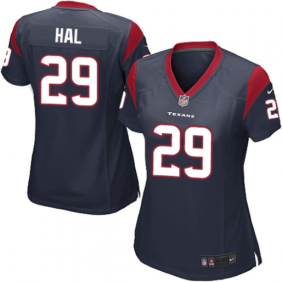 Women's Nike Houston Texans 29 Andre Hal Game Navy Blue Team Color NFL Jersey