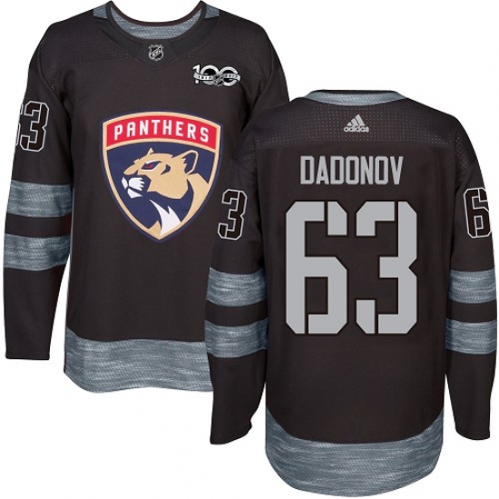 Men's Adidas Florida Panthers 63 Evgenii Dadonov Authentic Black 1917-2017 100th Anniversary NHL Jersey