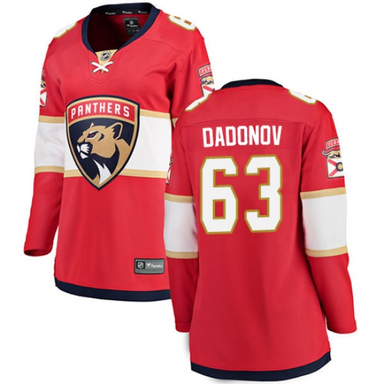 Women's Florida Panthers 63 Evgenii Dadonov Fanatics Branded Red Home Breakaway NHL Jersey