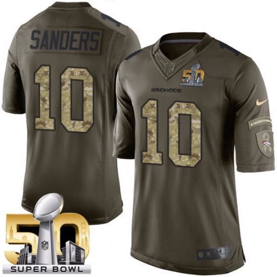 Men's Nike Denver Broncos 10 Emmanuel Sanders Elite Green Salute to Service Super Bowl 50 Bound NFL Jersey