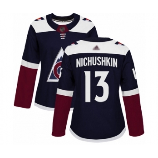 Women's Colorado Avalanche 13 Valeri Nichushkin Authentic Navy Blue Alternate Hockey Jersey