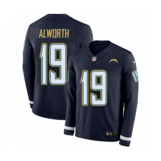 Men's Nike Los Angeles Chargers 19 Lance Alworth Limited Navy Blue Therma Long Sleeve NFL Jersey