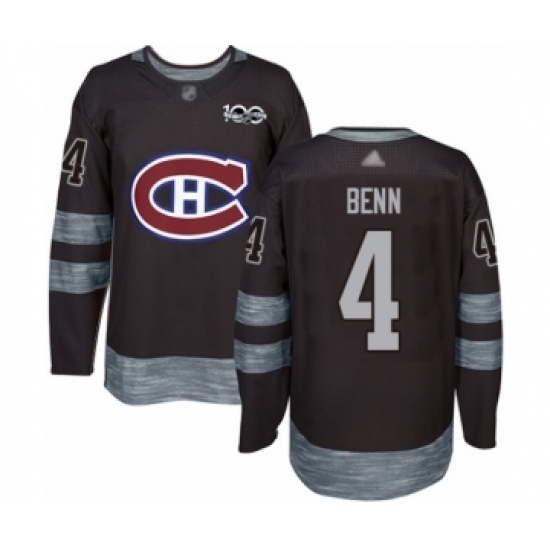 Men's Vancouver Canucks 4 Jordie Benn Authentic Black 1917-2017 100th Anniversary Hockey Jersey