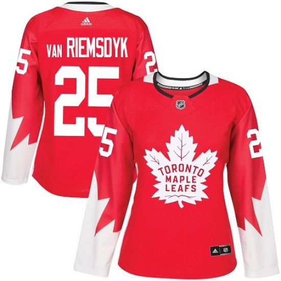 Women's Adidas Toronto Maple Leafs 25 James Van Riemsdyk Authentic Red Alternate NHL Jersey