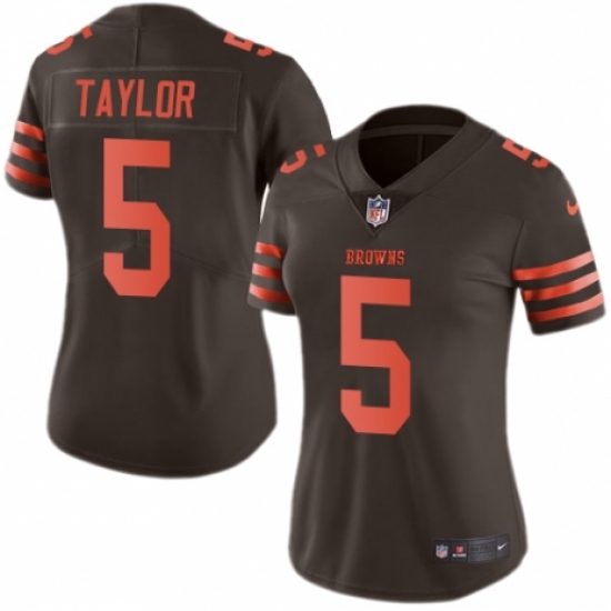 Women's Nike Cleveland Browns 5 Tyrod Taylor Limited Brown Rush Vapor Untouchable NFL Jersey