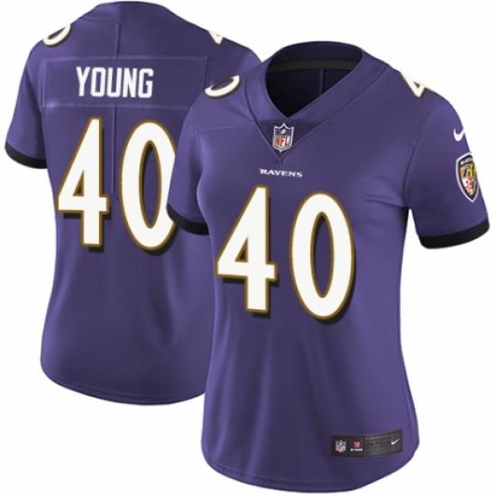 Women's Nike Baltimore Ravens 40 Kenny Young Purple Team Color Vapor Untouchable Limited Player NFL Jersey