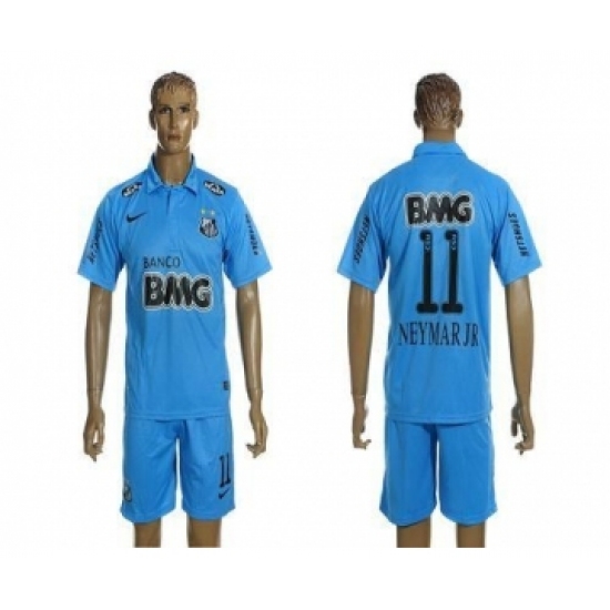 Santos 11 Neymarjr Blue Away Soccer Club Jersey