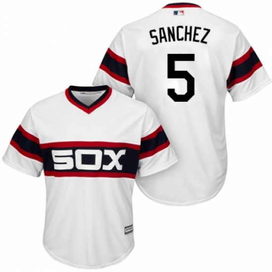 Men's Majestic Chicago White Sox 5 Yolmer Sanchez Replica White 2013 Alternate Home Cool Base MLB Jersey