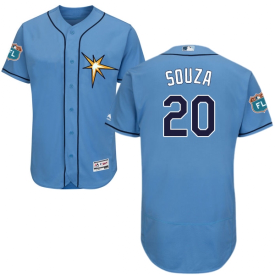 Men's Majestic Tampa Bay Rays 20 Steven Souza Light Blue Flexbase Authentic Collection MLB Jersey