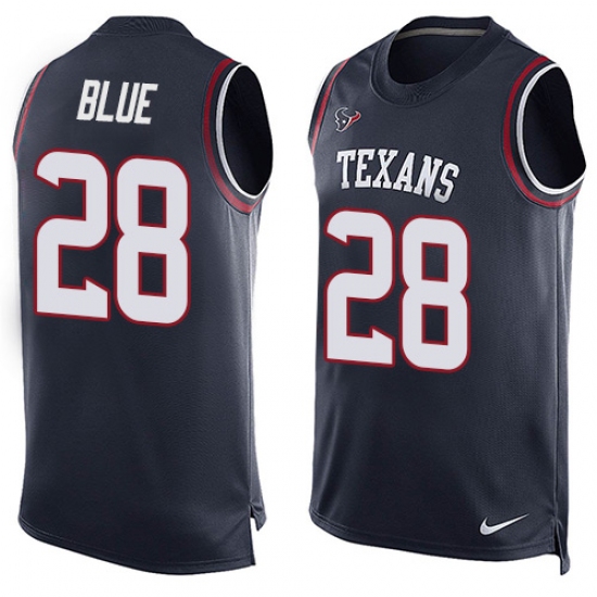 Men's Nike Houston Texans 28 Alfred Blue Limited Navy Blue Player Name & Number Tank Top NFL Jersey