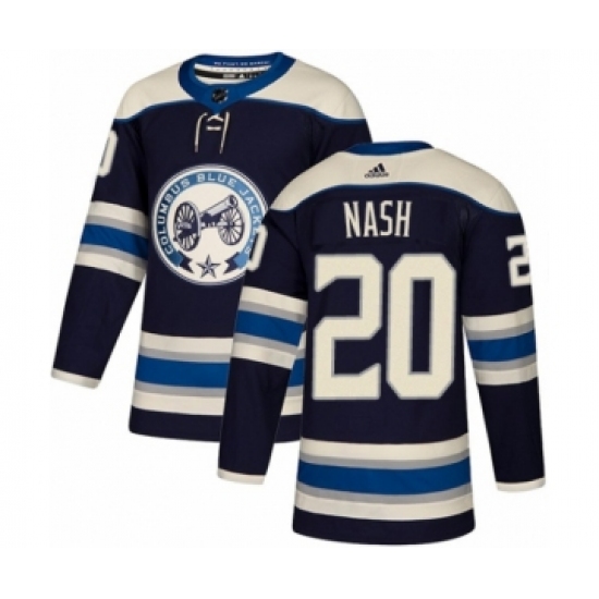 Men's Adidas Columbus Blue Jackets 20 Riley Nash Premier Navy Blue Alternate NHL Jersey