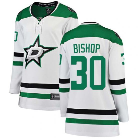 Women's Dallas Stars 30 Ben Bishop Authentic White Away Fanatics Branded Breakaway NHL Jersey