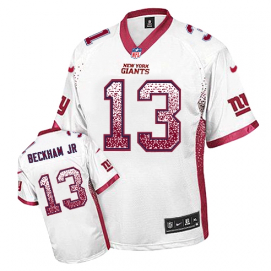 Men's Nike New York Giants 13 Odell Beckham Jr Elite White Drift Fashion NFL Jersey