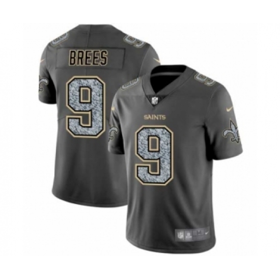 Men's New Orleans Saints 9 Drew Brees Limited Gray Static Fashion Limited Football Jersey