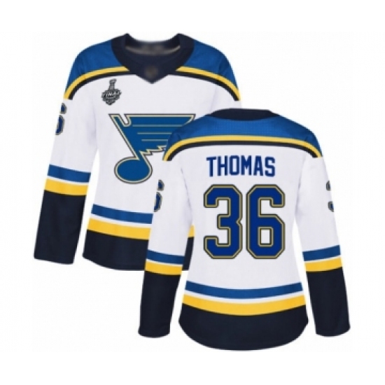 Women's St. Louis Blues 36 Robert Thomas Authentic White Away 2019 Stanley Cup Final Bound Hockey Jersey
