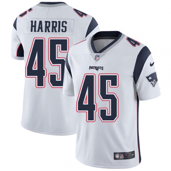 Men's Nike New England Patriots 45 David Harris White Vapor Untouchable Limited Player NFL Jersey