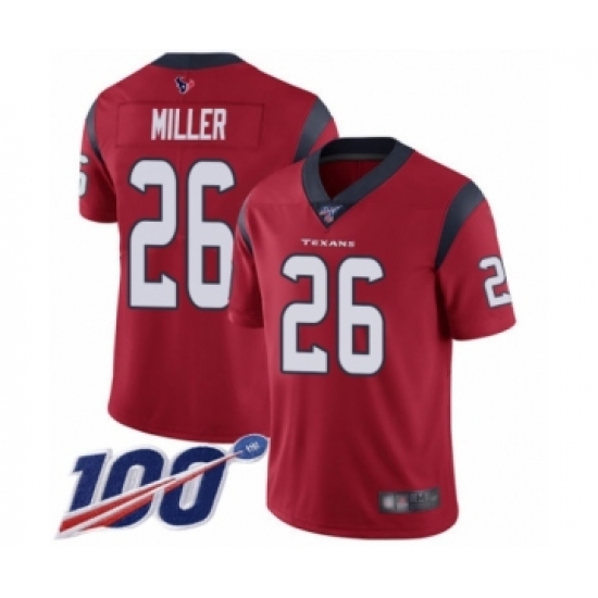 Men's Houston Texans 26 Lamar Miller Red Alternate Vapor Untouchable Limited Player 100th Season Football Jersey