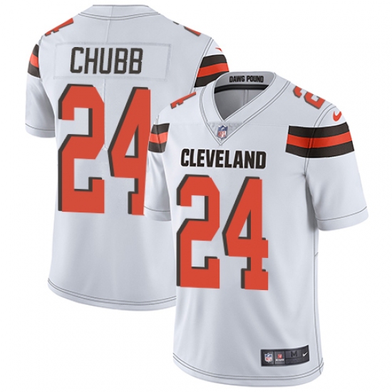 Men's Nike Cleveland Browns 24 Nick Chubb White Vapor Untouchable Limited Player NFL Jersey