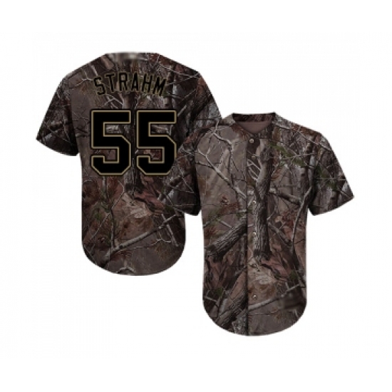 Youth San Diego Padres 55 Matt Strahm Authentic Camo Realtree Collection Flex Base Baseball Jersey