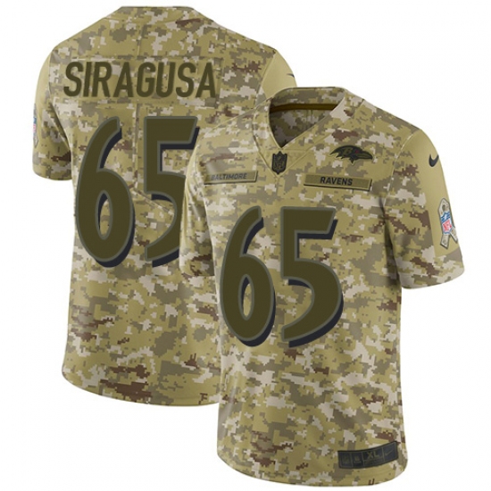 Men's Nike Baltimore Ravens 65 Nico Siragusa Limited Camo 2018 Salute to Service NFL Jersey