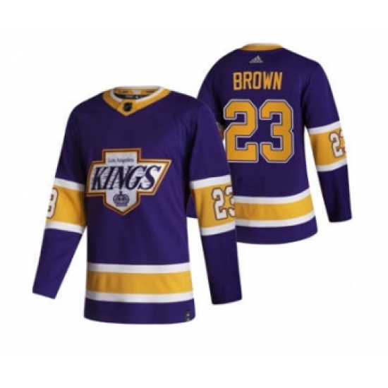 Men's Los Angeles Kings 23 Dustin Brown Black 2020-21 Reverse Retro Alternate Hockey Jersey