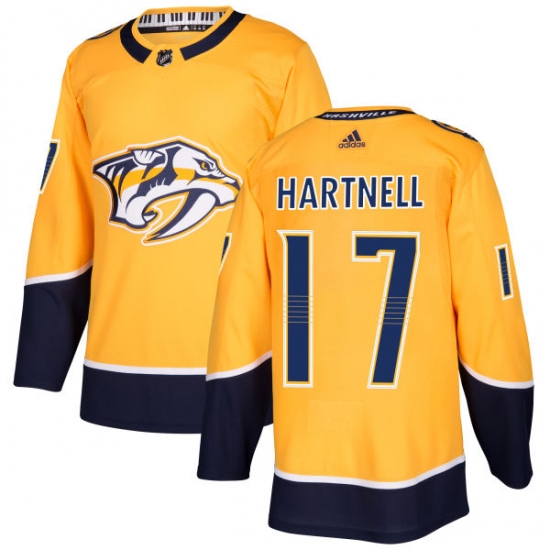 Men's Adidas Nashville Predators 17 Scott Hartnell Authentic Gold Home NHL Jersey