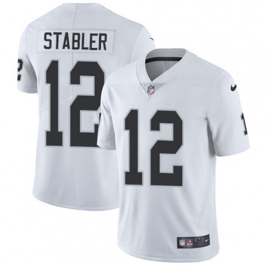 Youth Nike Oakland Raiders 12 Kenny Stabler White Vapor Untouchable Limited Player NFL Jersey