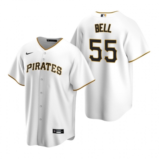 Men's Nike Pittsburgh Pirates 55 Josh Bell White Home Stitched Baseball Jersey