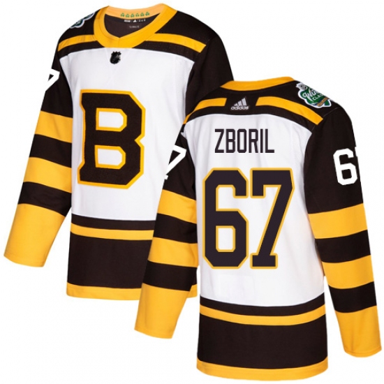 Youth Adidas Boston Bruins 67 Jakub Zboril Authentic White 2019 Winter Classic NHL Jersey