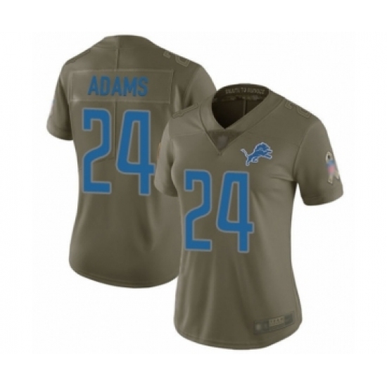 Women's Detroit Lions 24 Andrew Adams Limited Olive 2017 Salute to Service Football Jersey