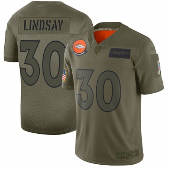 Women's Denver Broncos 30 Phillip Lindsay Limited Camo 2019 Salute to Service Football Jersey