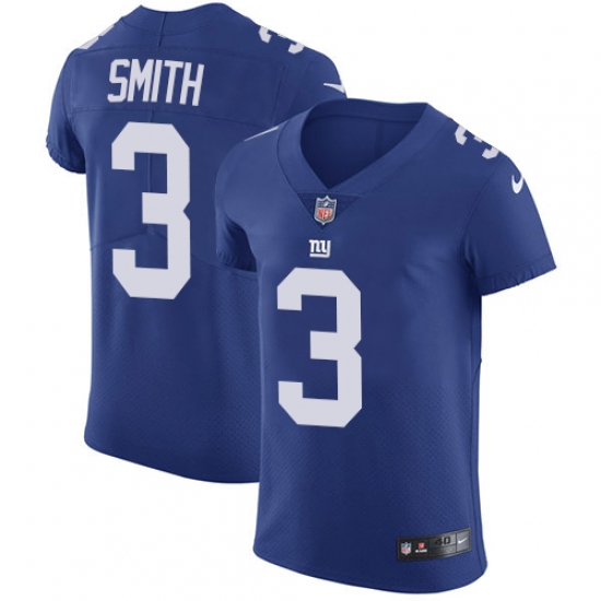 Men's Nike New York Giants 3 Geno Smith Elite Royal Blue Team Color NFL Jersey