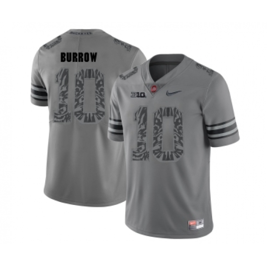 Ohio State Buckeyes 10 Joe Burrow Gray Shadow College Football Jersey