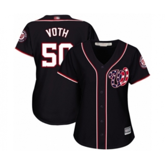 Women's Washington Nationals 50 Austin Voth Authentic Navy Blue Alternate 2 Cool Base Baseball Player Jersey