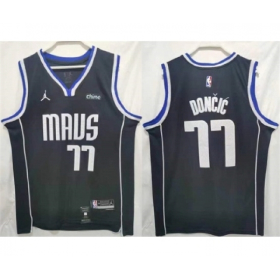 Men's Dallas Mavericks 77 Luka Doncic Black Stitched Jersey