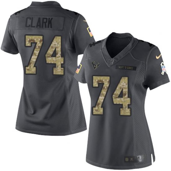 Women's Nike Houston Texans 74 Chris Clark Limited Black 2016 Salute to Service NFL Jersey