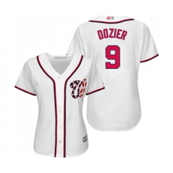 Women's Washington Nationals 9 Brian Dozier Replica White Home Cool Base Baseball Jersey