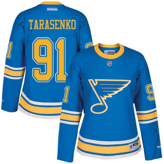 Women's Reebok St. Louis Blues 91 Vladimir Tarasenko Premier Blue 2017 Winter Classic NHL Jersey